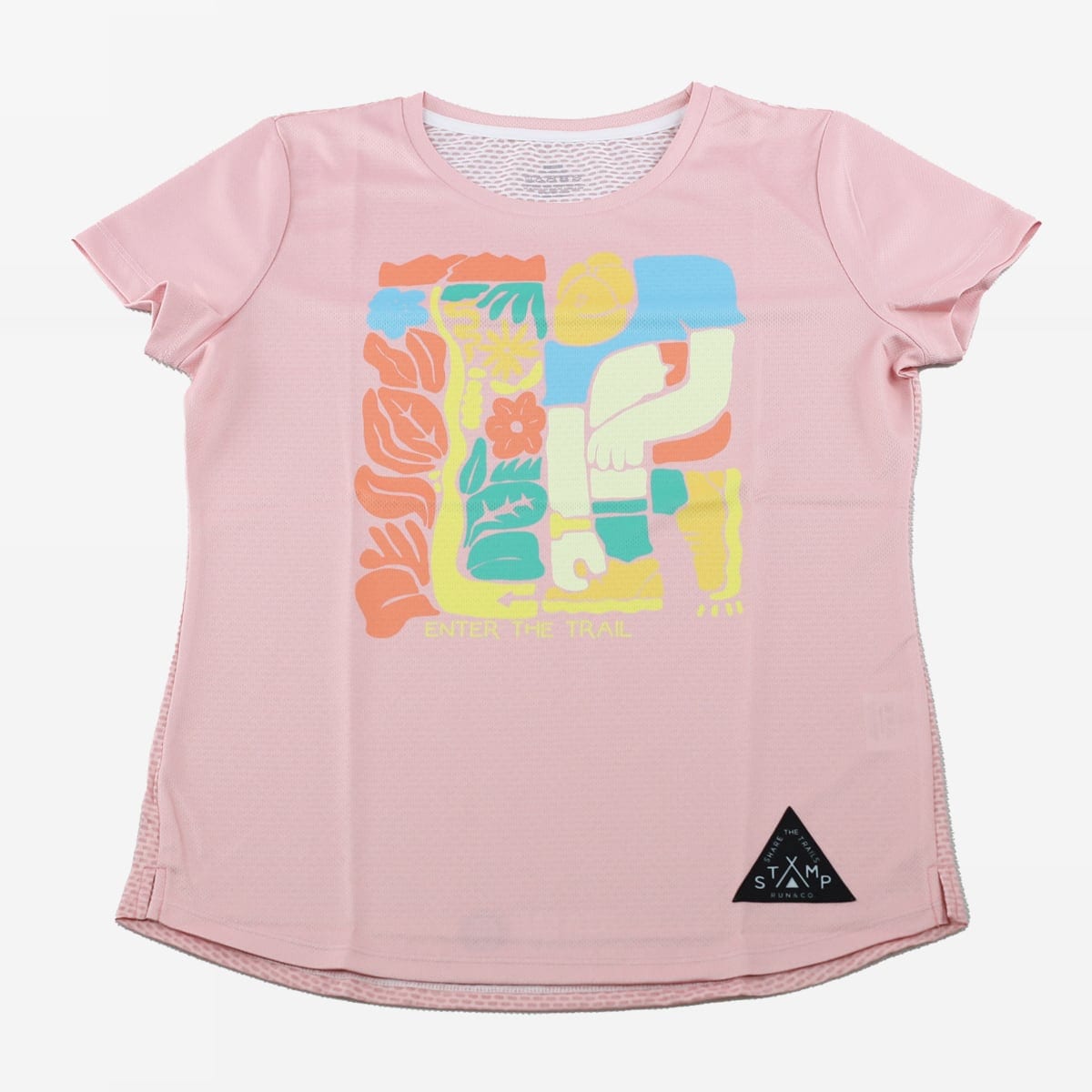 STAMP WOMENS GRAPHIC RUN TEE (ENTER THE TRAIL -PINK-)