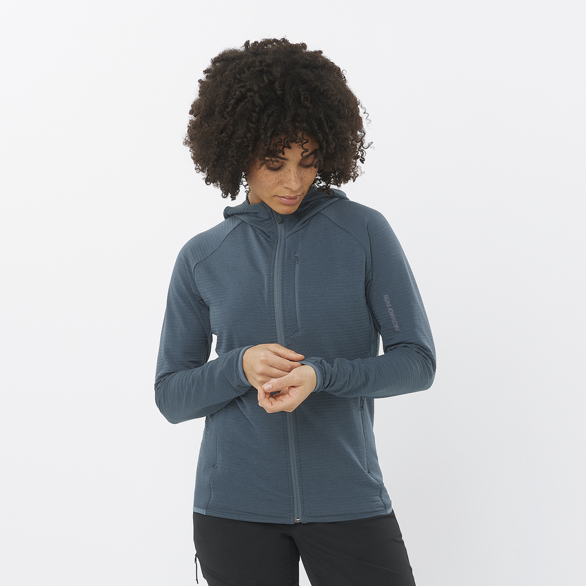 SALOMON ESSENTIAL LIGHTWARM 女性用ミドルレイヤージャケット(フード付)