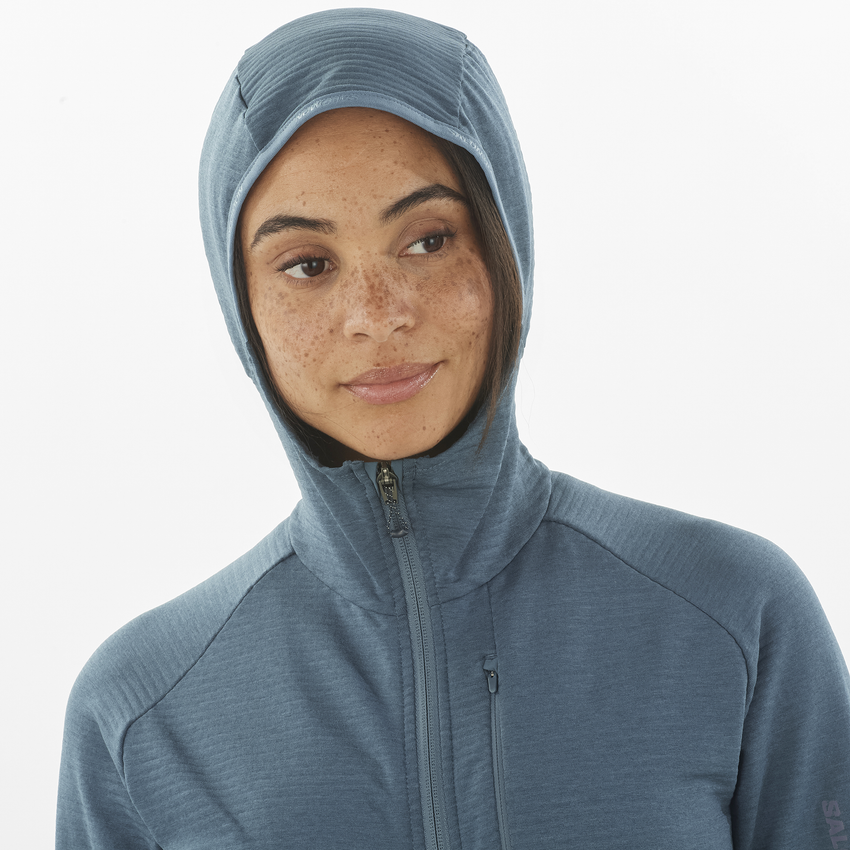 SALOMON ESSENTIAL LIGHTWARM 女性用ミドルレイヤージャケット(フード付)