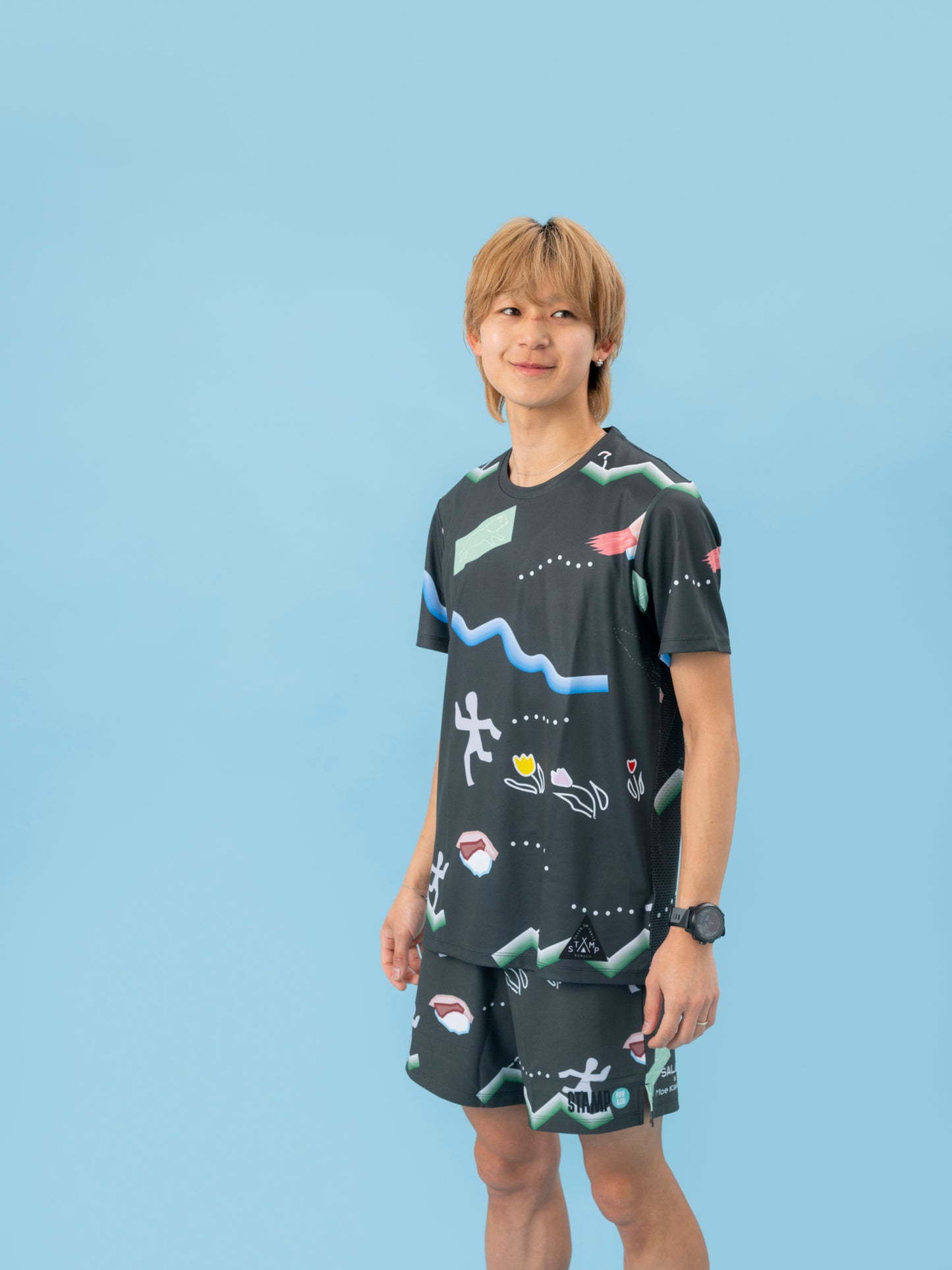 STAMP GRAPHIC RUN TEE(TOYAMA SYMBOLS / BLACK)