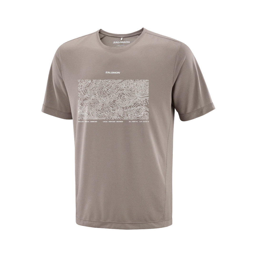 SALOMON SHAKEout CORE 男性用半袖 T シャツ(SALLYS TRAIL RUNNING CLUB)