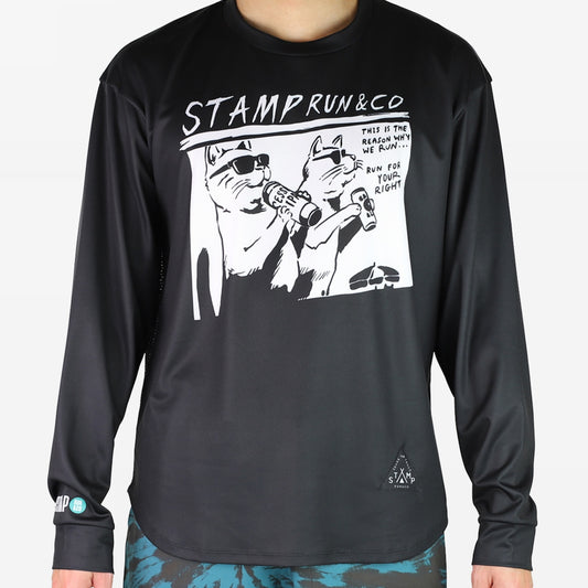 STAMP LONG SLEEVE TEE (TWO CATS -BLACK-)