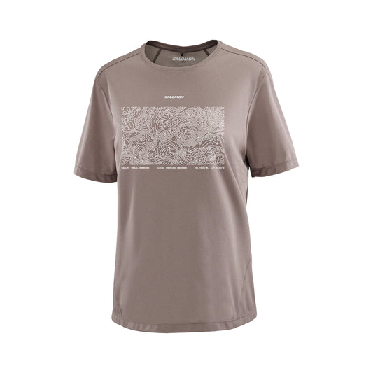 SALOMON SHAKEout CORE 女性用半袖 T シャツ(SALLYS TRAIL RUNNING CLUB)
